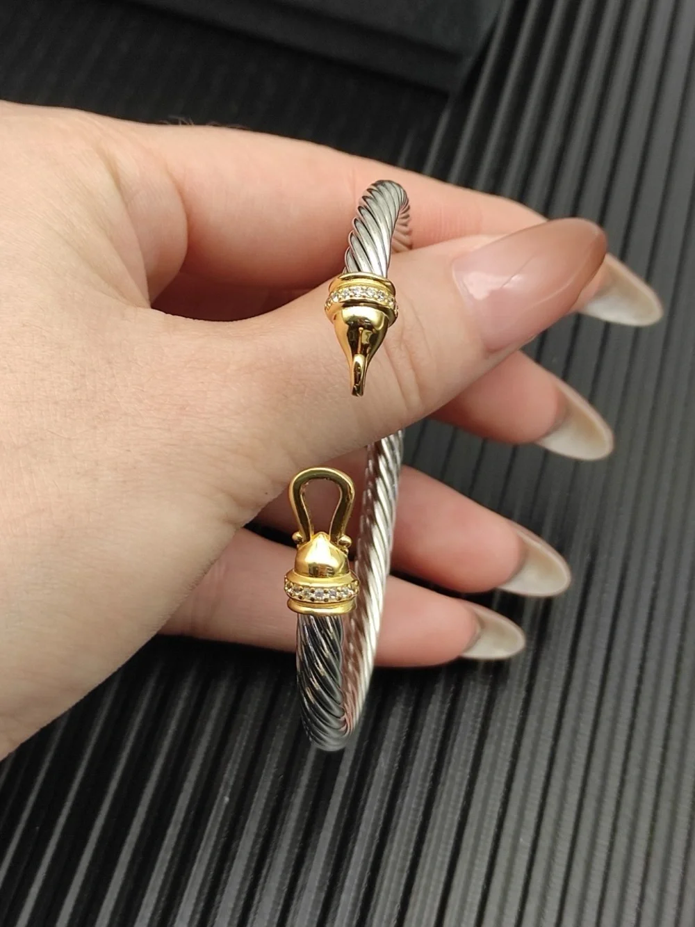 David Yurman Two-Tone Cable Bracelet - Silver & Gold